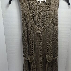 Tyler Boe Brown Knit Sleeveless Cardigan